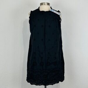 GAP x Doen Eyelet Mini Dress Sz Small Capsule Luxury Black Cotton Sleeveless